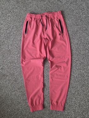 Flag Nor Fail Jogger Pants Mens Small 27x29 Coral Salmon Lightweight Zip Pockets
